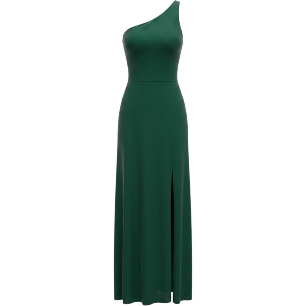 Reformation Maxi Dress Womens 4 Emerald Green One Shoulder Slit Formal Gown